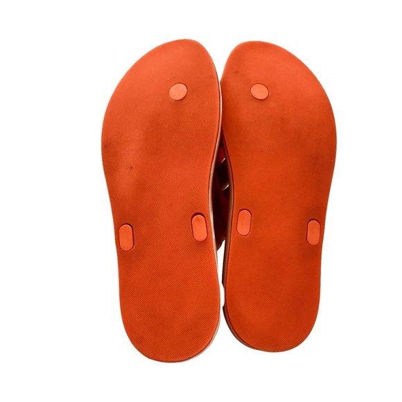 SOLD Coach Orange Rubber Flip Flop Sandals Size 7 - Picture 8 of 9